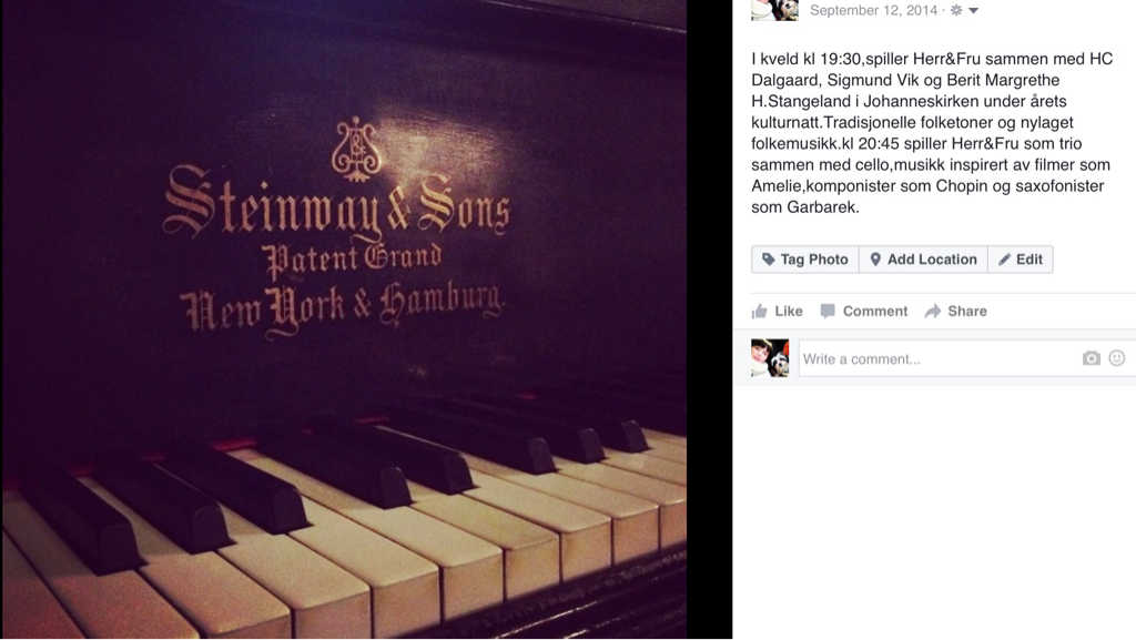 Picture old Steinway Norway St.Johns Church Herr&Fru concert