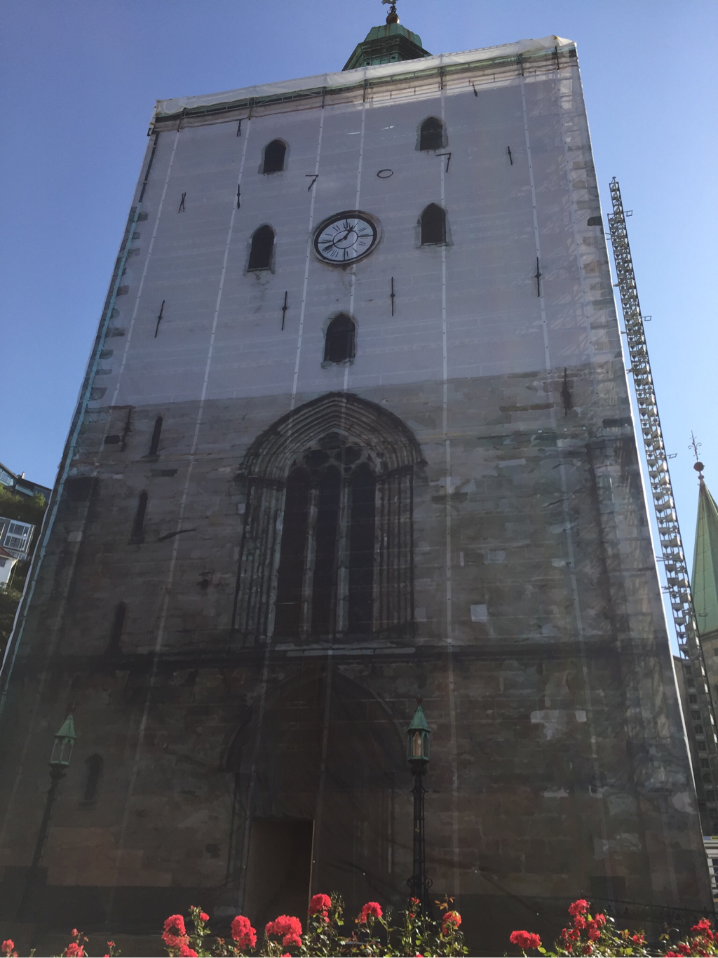 Picture Bergen Domkirke fasade under restaurering Bergen Cathedral